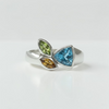 Custom Design by Harold – White Gold Blue Topaz Peridot Citrine Cluster Ring