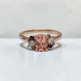 Custom Design by Harold – Rose Gold Peach Sapphire Diamond Multicolor Gemstone Ring