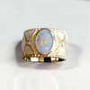Custom Design by Harold – Yellow Gold Oval Opal Diamond Signet Ring