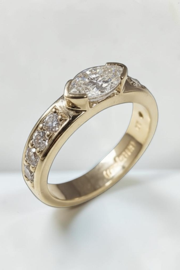 Custom Design by Harold – Yellow Gold Marquise Diamond Channel Set Ring