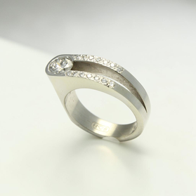 Custom Design by Harold – White Gold Diamond Open Bypass Ring