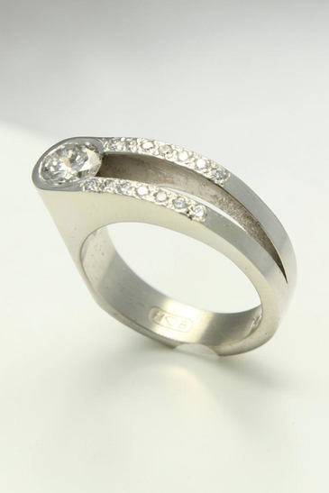 Custom Design by Harold – White Gold Diamond Open Bypass Ring