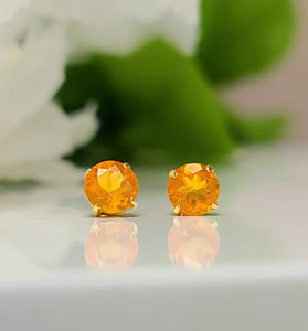 18k yellow gold fire opal stud earrings