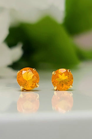 18k yellow gold fire opal stud earrings