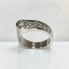 Custom Design by Harold – White Gold Diamond Asymmetrical Wide Ring