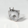 Custom Design by Harold – White Gold Square Top Round Diamond Solitaire Ring