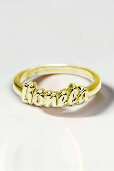 Custom Design by Harold – Yellow Gold Nonello Name Ring