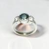 Custom Design by Harold – White Gold Blue Green Sapphire Diamond Three Stone Ring
