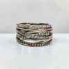 Custom Design by Harold – White Gold Diamond Blue Topaz Garnet Multirow Ring