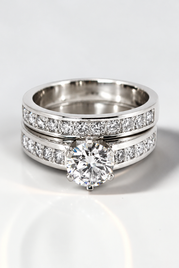 Custom Design by Harold – White Gold Diamond Bridal Ring Set