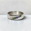 Custom Design by Harold – White Gold Multicolor Gemstone Diamond Wide Band