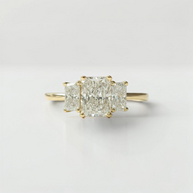 Custom Design by Harold – Yellow Gold Radiant Diamond Three Stone Ring