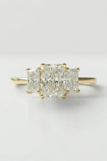 Custom Design by Harold – Yellow Gold Radiant Diamond Three Stone Ring