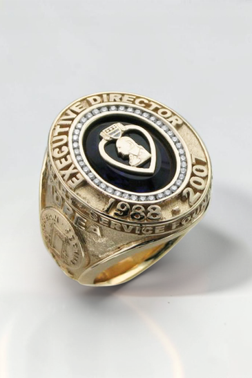 Custom Design by Harold – Yellow Gold Purple Heart Commemorative Diamond Ring