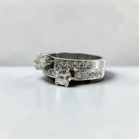 Custom Design by Harold – White Gold Two Diamond Bypass Pave Ring
