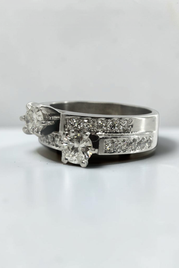 Custom Design by Harold – White Gold Two Diamond Bypass Pave Ring