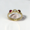 Custom Design by Harold – Yellow Gold Ruby Diamond Garnet Three Stone Ring