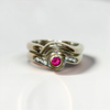 Custom Design by Harold – White Gold Ruby Diamond Wave Bridal Set