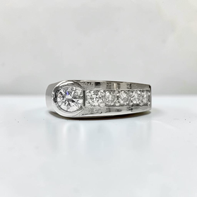 Custom Design by Harold – White Gold Round Diamond Channel Wide Ring
