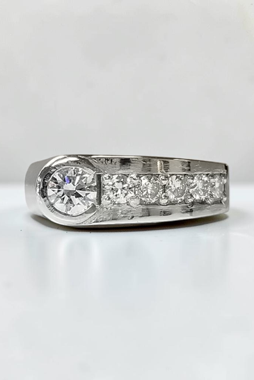 Custom Design by Harold – White Gold Round Diamond Channel Wide Ring