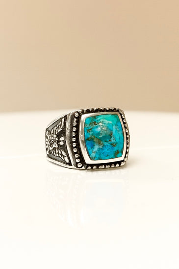 Sterling Silver Turqoise Men's Ring