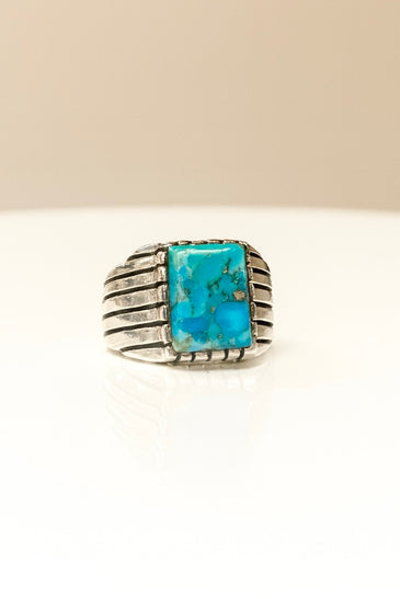 Sterling Silver Turqoise Men's Ring