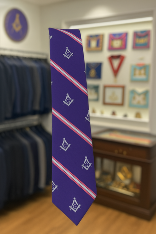 Striped Masonic Pattern Tie
