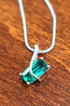 14kt WG Chatham Emerald Lab Diamond Pendant