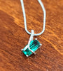 14kt WG Chatham Emerald Lab Diamond Pendant