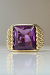 10kt YG Estate Lab Alexandrite Men's Ring