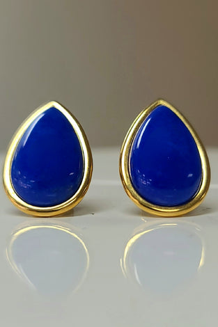 14kt YG Vintage Lapis Earrings