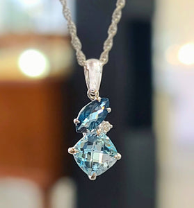 14kt WG Blue Topaz Pendant