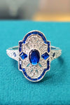 Sterling Silver Blue CZ Art Deco Ring
