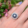 14kt WG Diamond Sapphire Art Deco Ring
