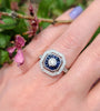 14kt WG Diamond Sapphire Art Deco Ring