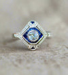 Sterling Silver Blue White CZ Art Deco Ring
