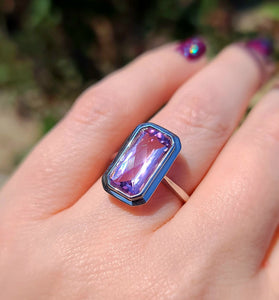 14kt WG Amethyst Bezel Fashion Ring