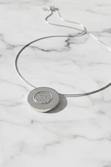 Sterling Silver CZ Disc Necklace