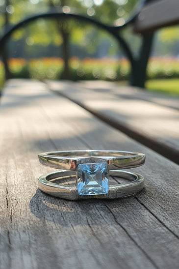 Sterling Silver Blue Topaz V Ring
