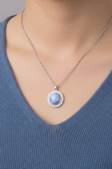 Sterling Silver Dyed Blue Agate Pendant