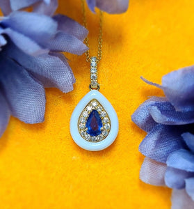 14kt Yellow Gold Sapphire Diamond Halo Pendant