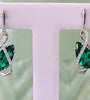 14kt WG Chatham Emerald Lab Diamond Earrings