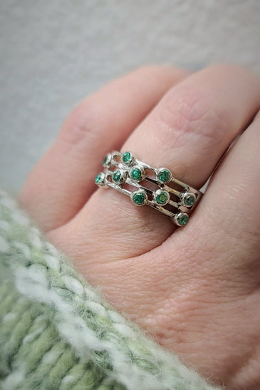 Sterling Silver Green Topaz Music Ring