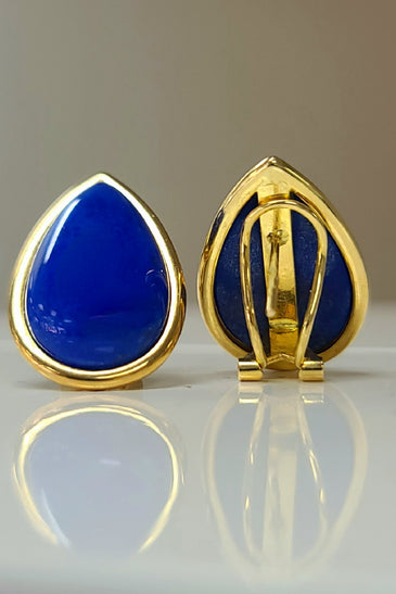 14kt YG Vintage Lapis Earrings