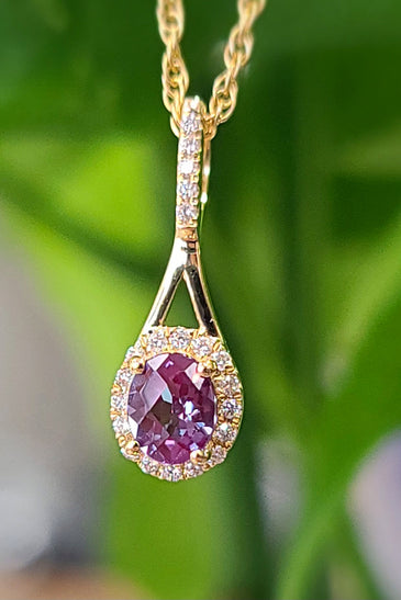 14kt YG Alexandrite  Diamond Pendant