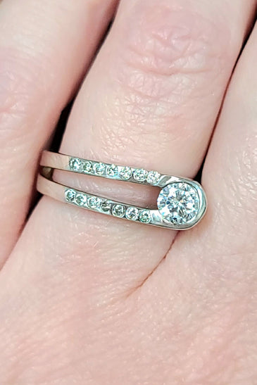 Sterling Silver White Topaz Love U 2 Ring