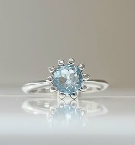 Sterling Silver Blue Topaz Tulip Ring