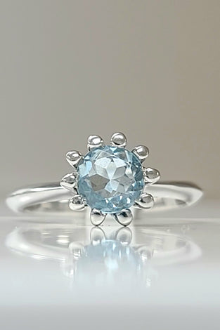 Sterling Silver Blue Topaz Tulip Ring
