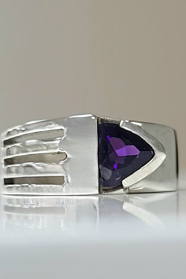 Sterling Silver Amethyst Negative Space Ring