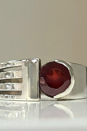 Sterling Silver Negative Space Garnet Ring